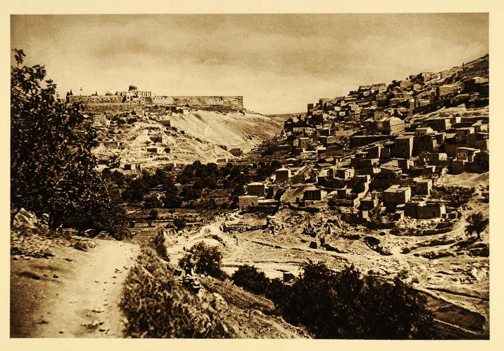 1925 Jerusalem Old City Wall Temple Mount Kidron Valley - ORIGINAL PS6
