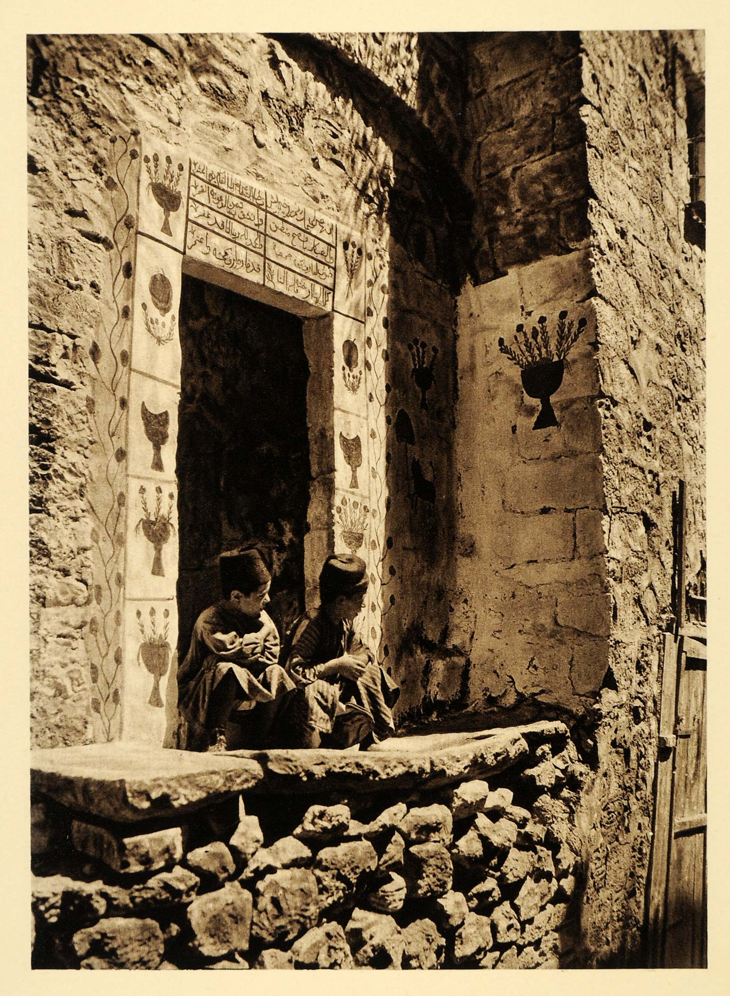 1925 Jerusalem House Door Children Lehnert & Landrock - ORIGINAL PS6