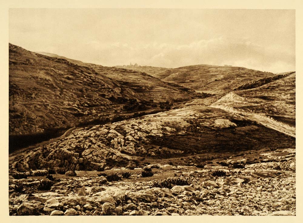 1925 Kidron Valley Landscape Jerusalem City Palestine - ORIGINAL PS6