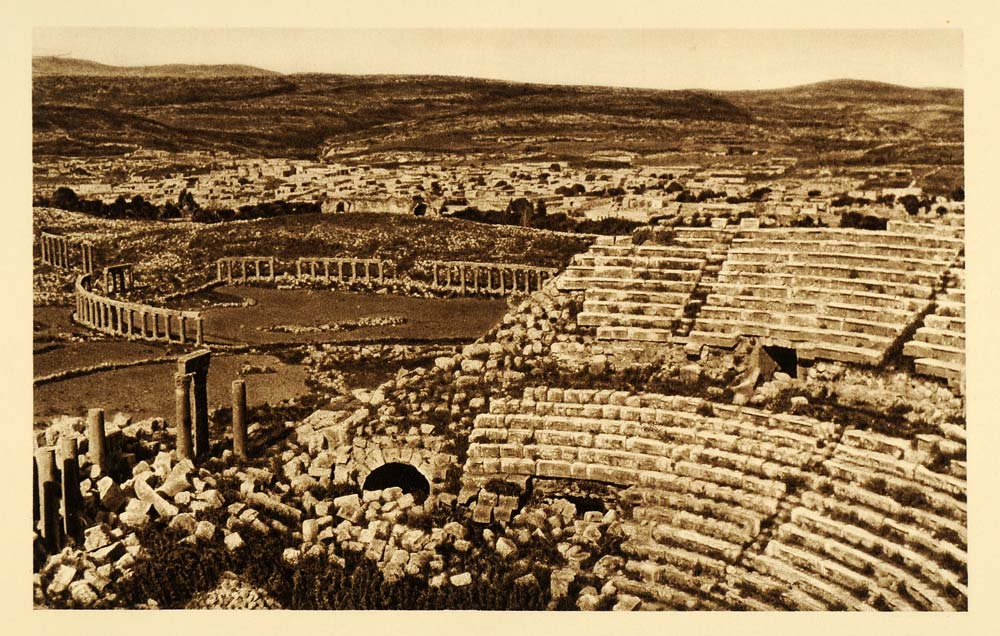 1925 Jerash Gerasa Jordan Ruins Roman Theatre Forum - ORIGINAL PHOTOGRAVURE PS6