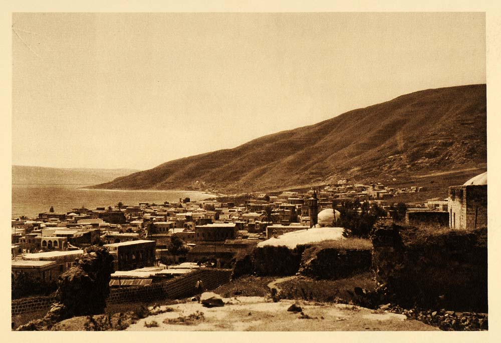 1925 Tiberias City Sea of Galilee Israel Landscape Hill - ORIGINAL PS6