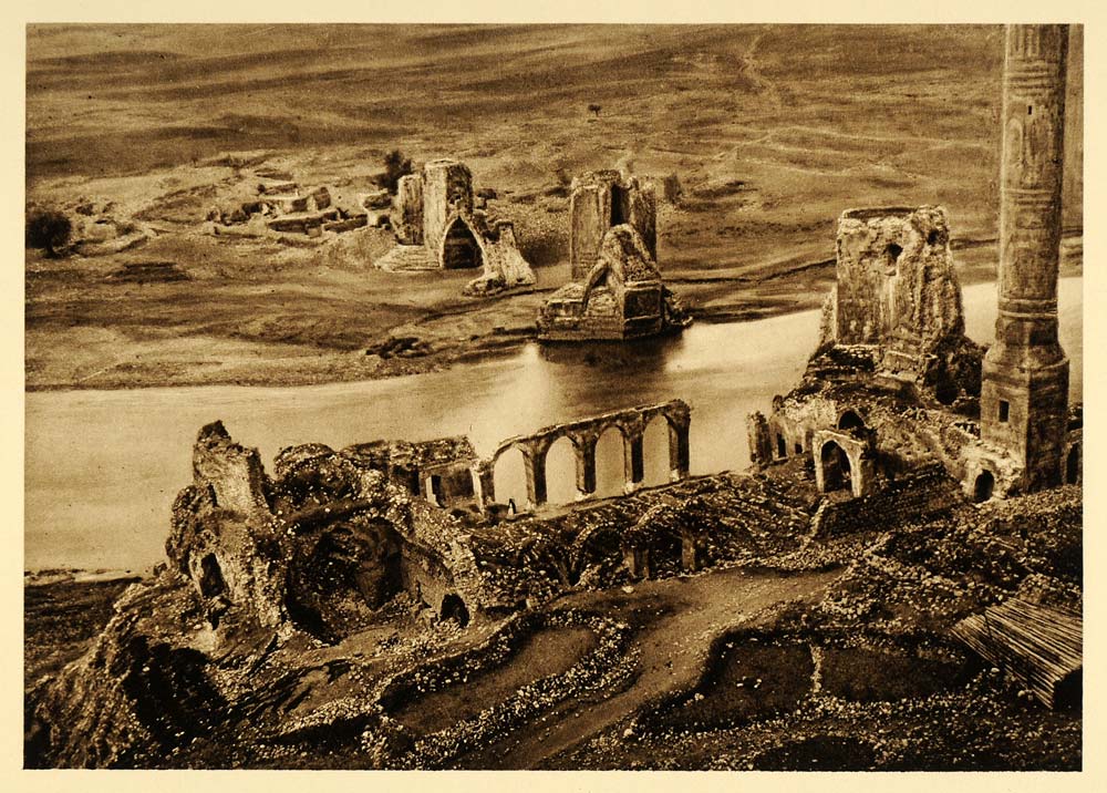 1925 Al Huns Hisn Kef Mosque River Bridge Ruins Jordan - ORIGINAL PS6