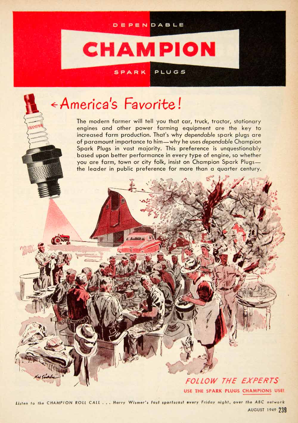 1949 Ad Champion Spark Plugs Automobile Part Advertisement Advertising PSC1