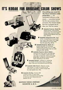 1950 Advertisement Eastman Kodak Camera Projector Kodaslide Ektanon Ektar PSC1