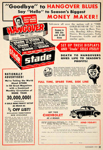 1951 Ad Stade United Pharmacal Products Hangover Medicine Medical Chicago PSC1