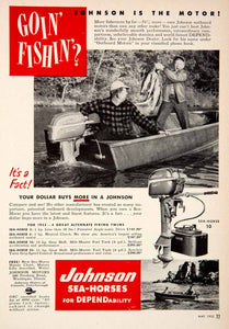 1952 Ad Johnson Sea Horse 10 Motor Advertisement Boat Advertising Fishing PSC1