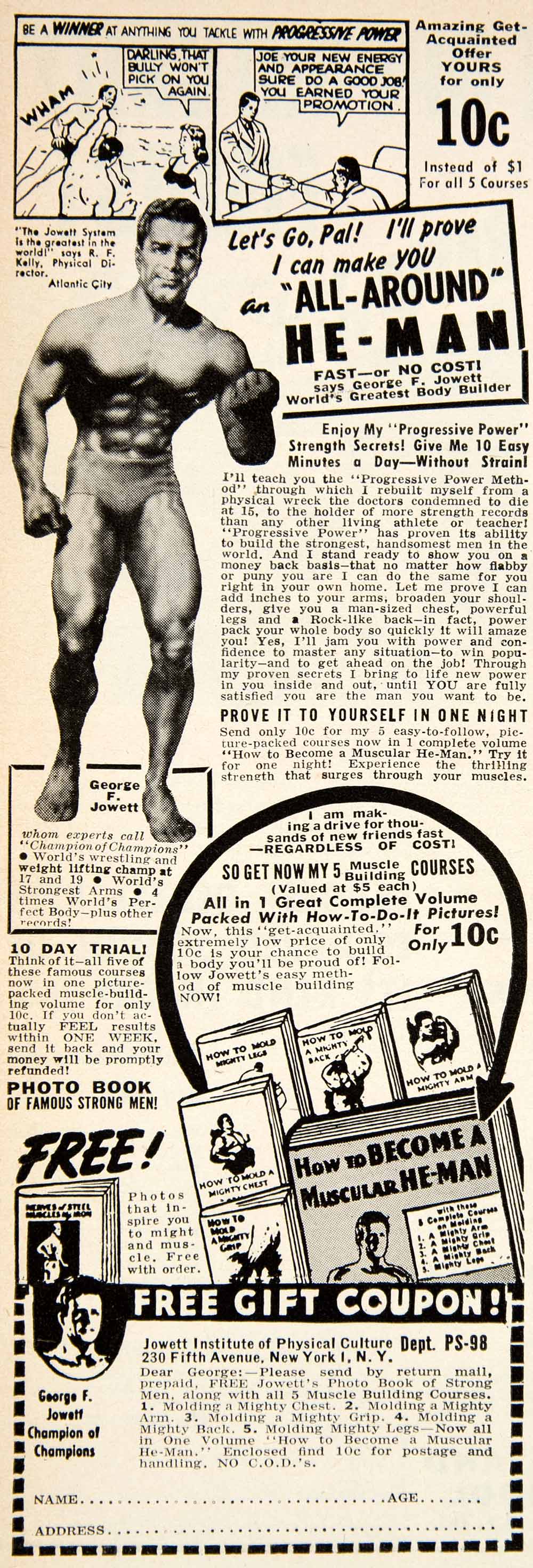 1949 Ad George Jowett Institute of Physical Culture Bodybuilding Health PSC1