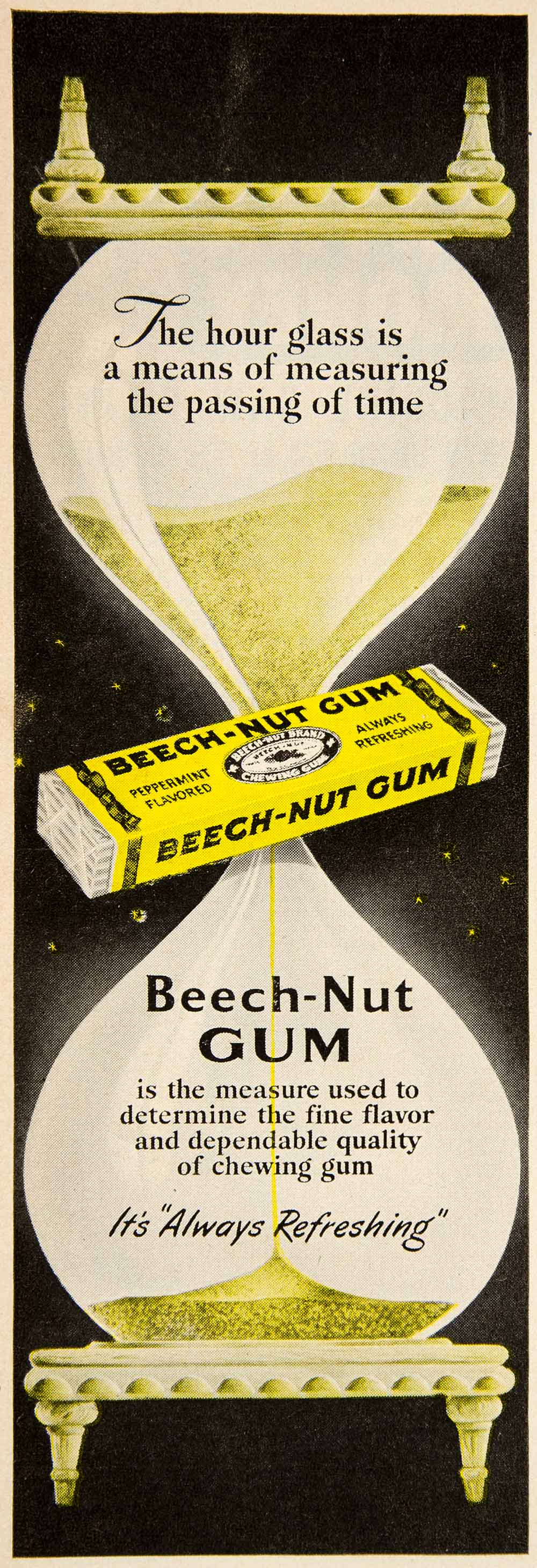 1949 Ad Beech Nut Chewing Gum Hourglass Peppermint Advertisement PSC1