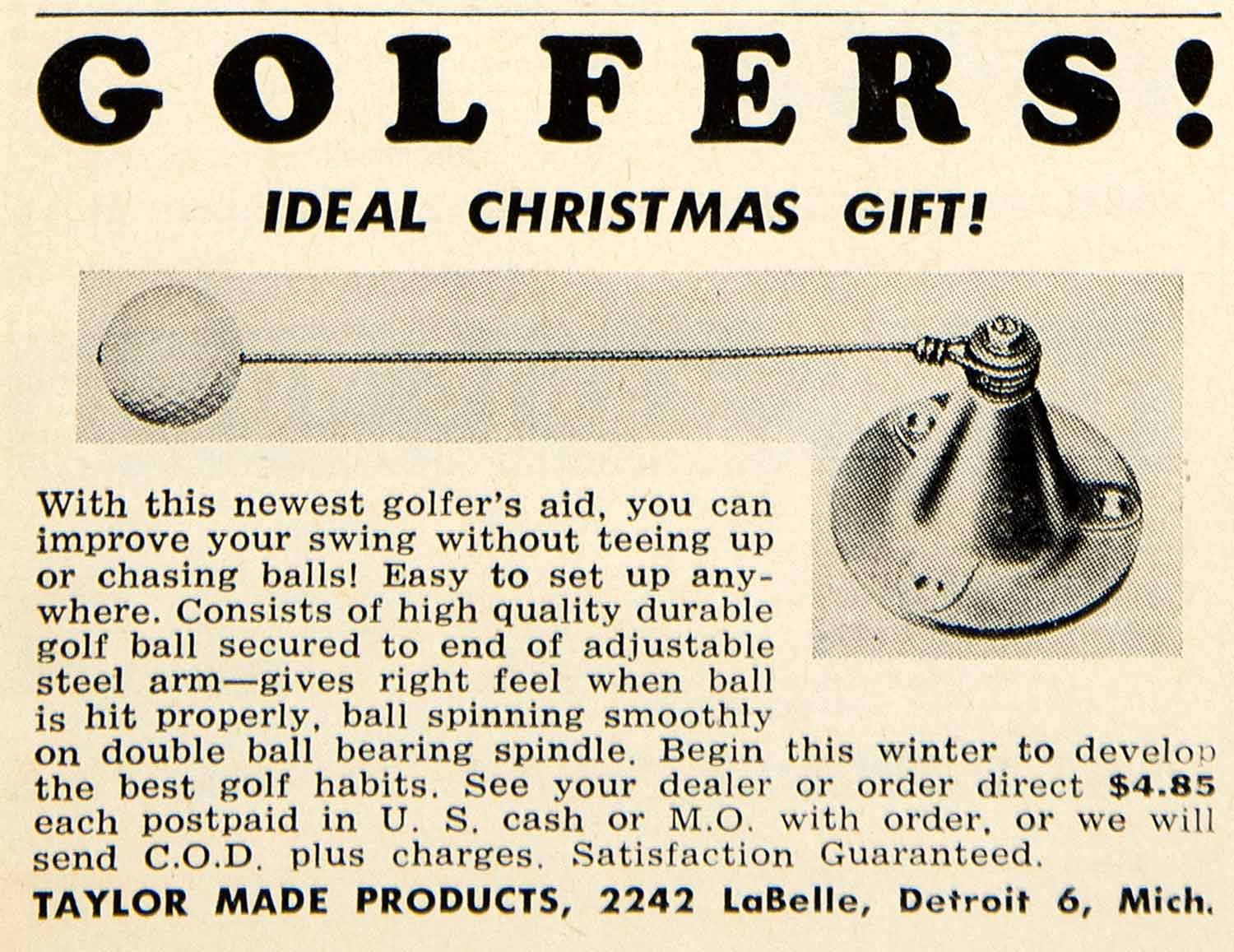 1949 Ad Golfers Taylor Made Products LaBelle Detroit Michigan Advertisement PSC1