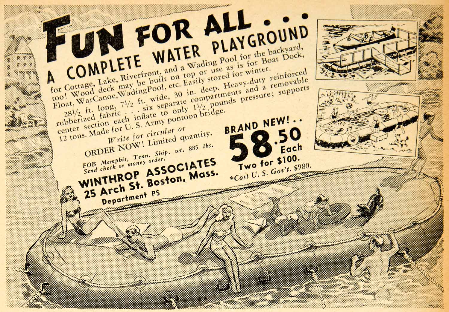 1949 Ad Winthrop Associates Boston Massachusetts Water Playground PSC1