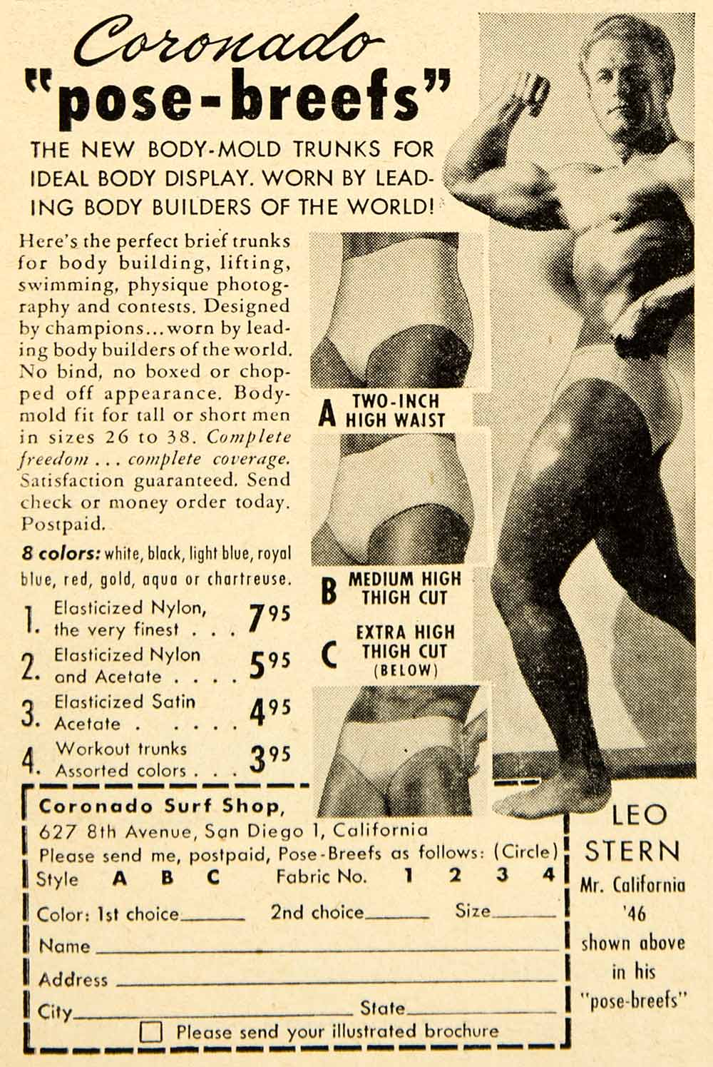 1950 Ad Coronado Surf Shop San Diego California Briefs Underwear Pose –  Period Paper Historic Art LLC