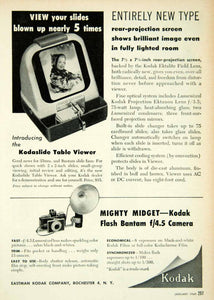 1949 Ad Kodak Mighty Midget Kodaslide Table Viewer Ektanon Lens Camera PSC2