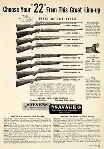 1949 Ad .22 Stevens Savage Rifle Bolt Action Gun Firearm Hunting Repeating PSC2