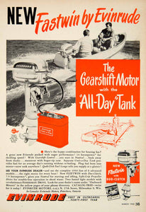 1950 Ad Fastwin Evinrude Gearshift Motor Boat Duo-Clutch Quik-Chek 4463 PSC2