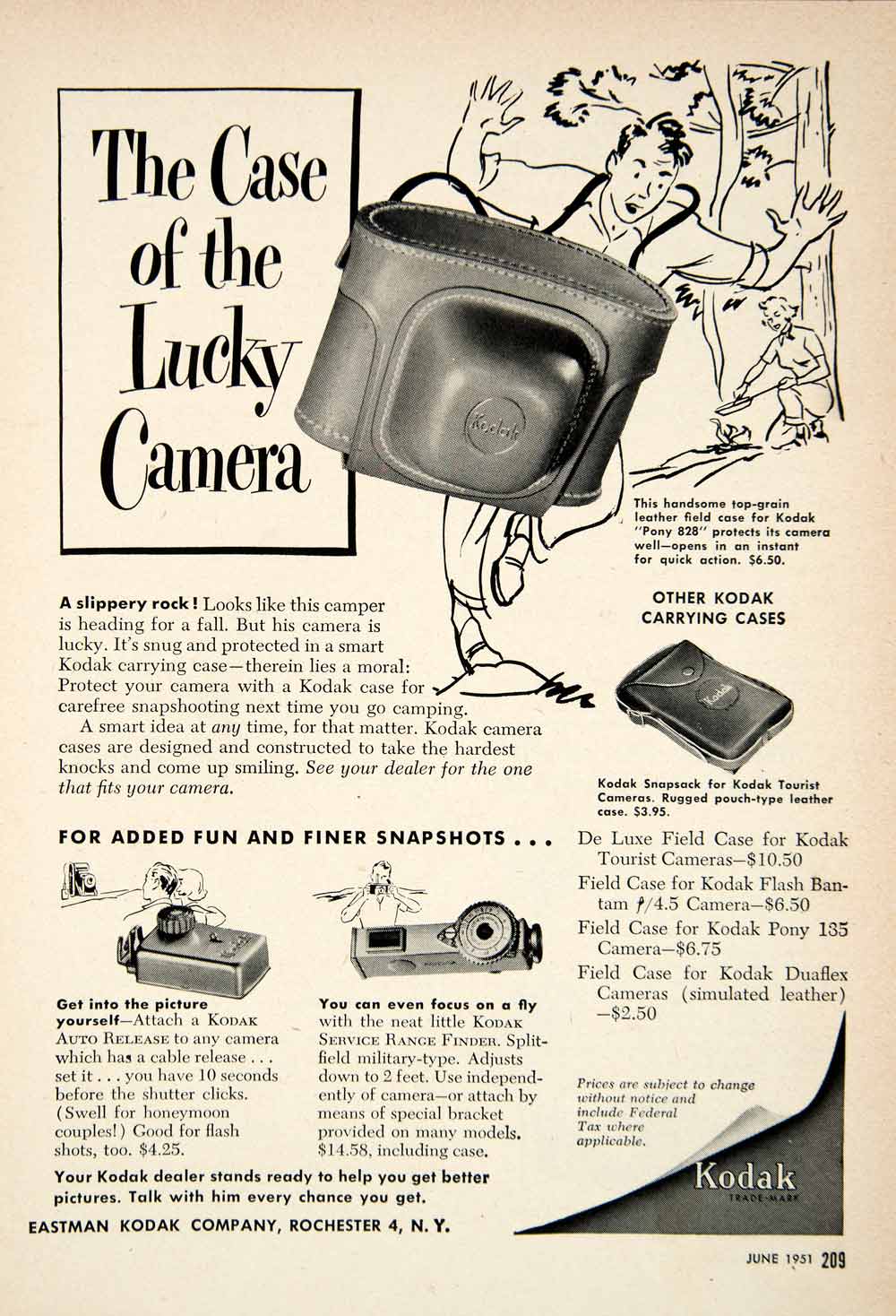 1951 Advert Camera Case Kodak Eastman Pony 828 135 Duaflex Service Range PSC2