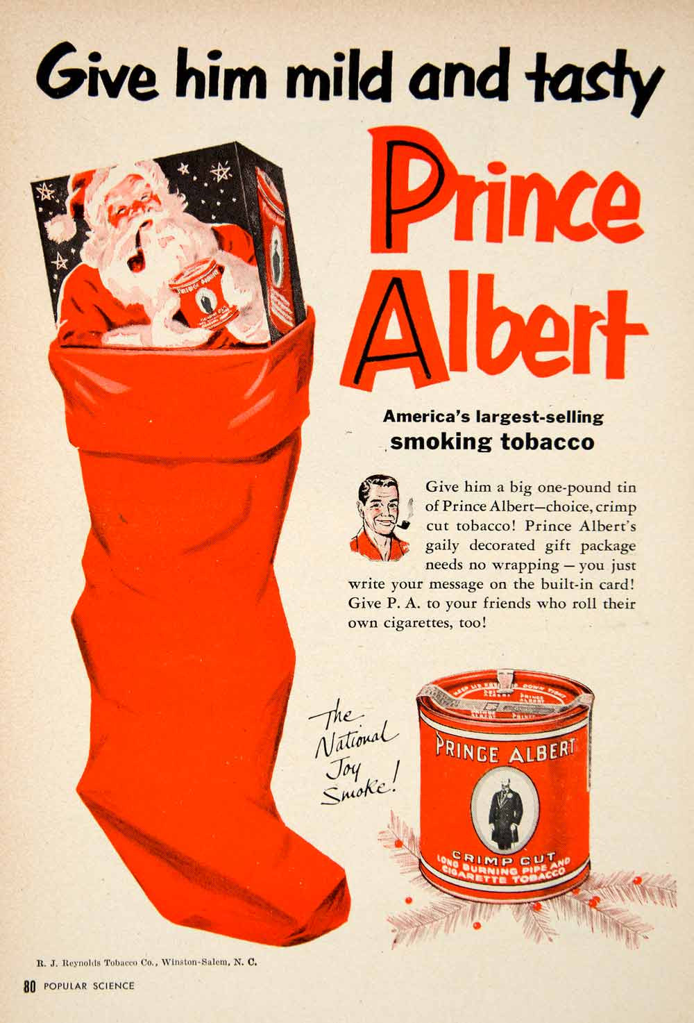 1952 Ad Prince Albert Smoking Tobacco Pipe Cigarette Stocking Stuffer PSC2