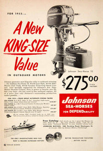 1953 Ad Johnson Sea-Horses Outboard Motor 500 Pershing Road Waukegan Boat PSC2