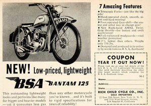1949 Ad BSA Bantam Rich Child Cycle 22 East 29th Street New York AMAL PSC2