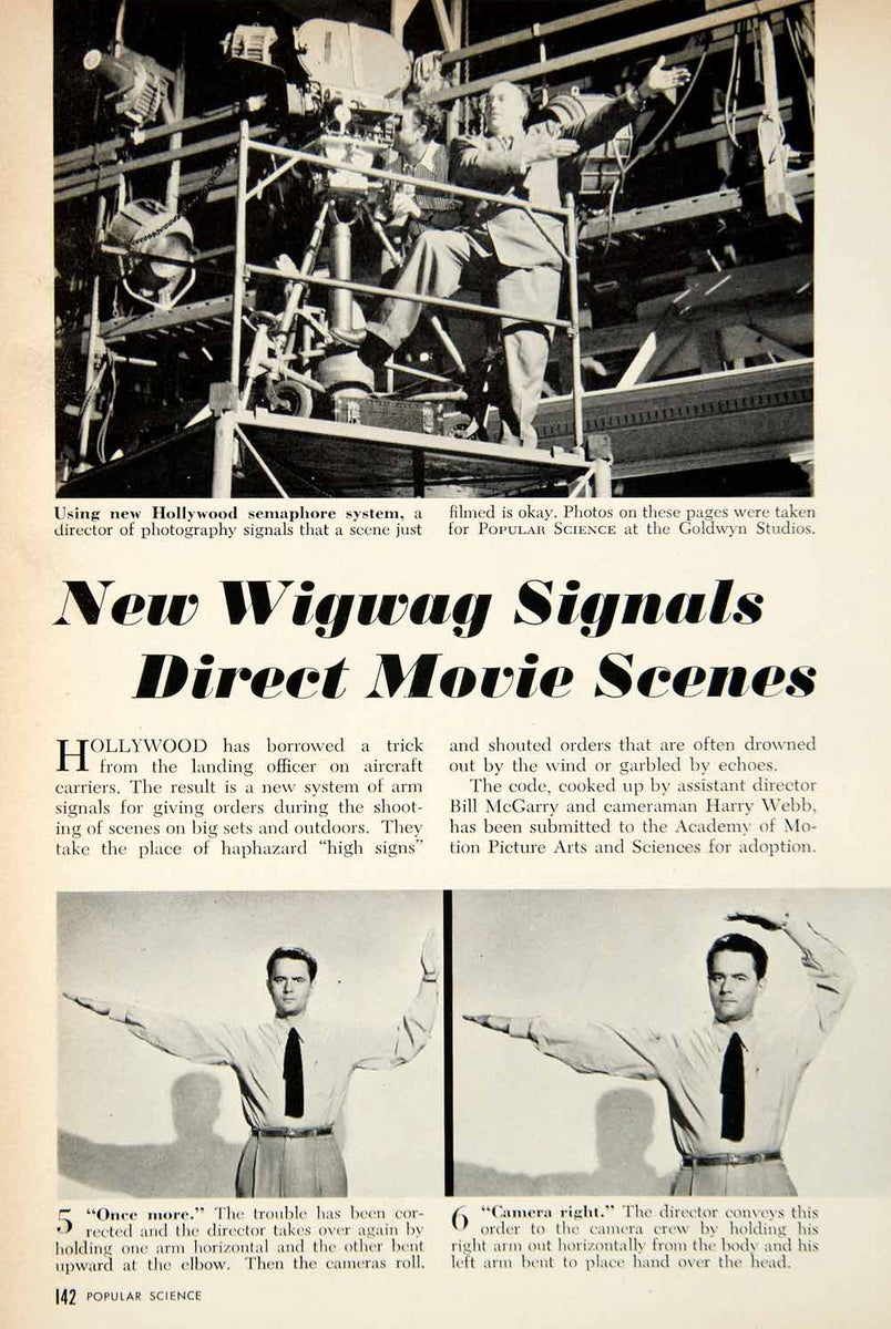 1950 Article Wigwag Movie Scene Director Hand Signals Bill McGarry Har ...