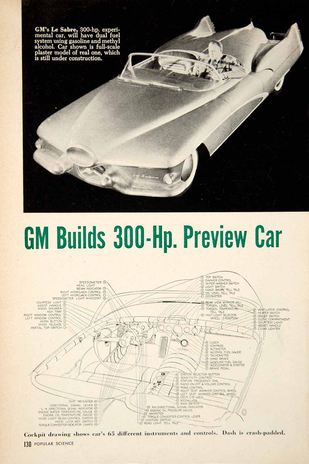 1951 Article Le Sabre GM General Motors Automobile Futuristic Headlight Car PSC2