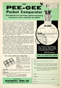 1954 Ad Pee-Gee Pocket Comparator National Tool 11296 Madison Ave Cleveland PSC3