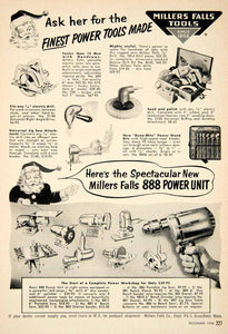 1954 Ad Miller Falls Tools 888 Power Unit Drill Disc Sander Polisher Bench PSC3