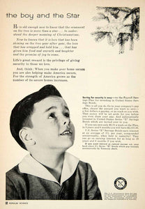 1955 Ad Council PSA Boy Star Child Christmas US Savings Bonds Banking PSC3
