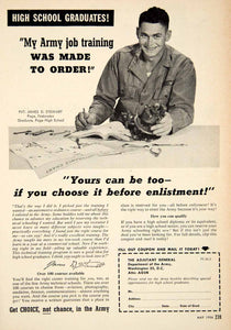 1956 Ad US Army Recruitment Pvt James D Stewart Military Enlistment PSC3
