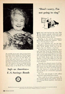 1956 Ad Council PSA US Savings Bonds Ernestine Schumann-Heink Opera Singer PSC3