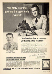 1956 Ad US Army Recruitment SFC Joel R Ledford Military Enlistment PSC3