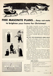 1957 Ad Masonite Primecote Panel Christmas Holiday Santa Claus Nativity Elf PSC3