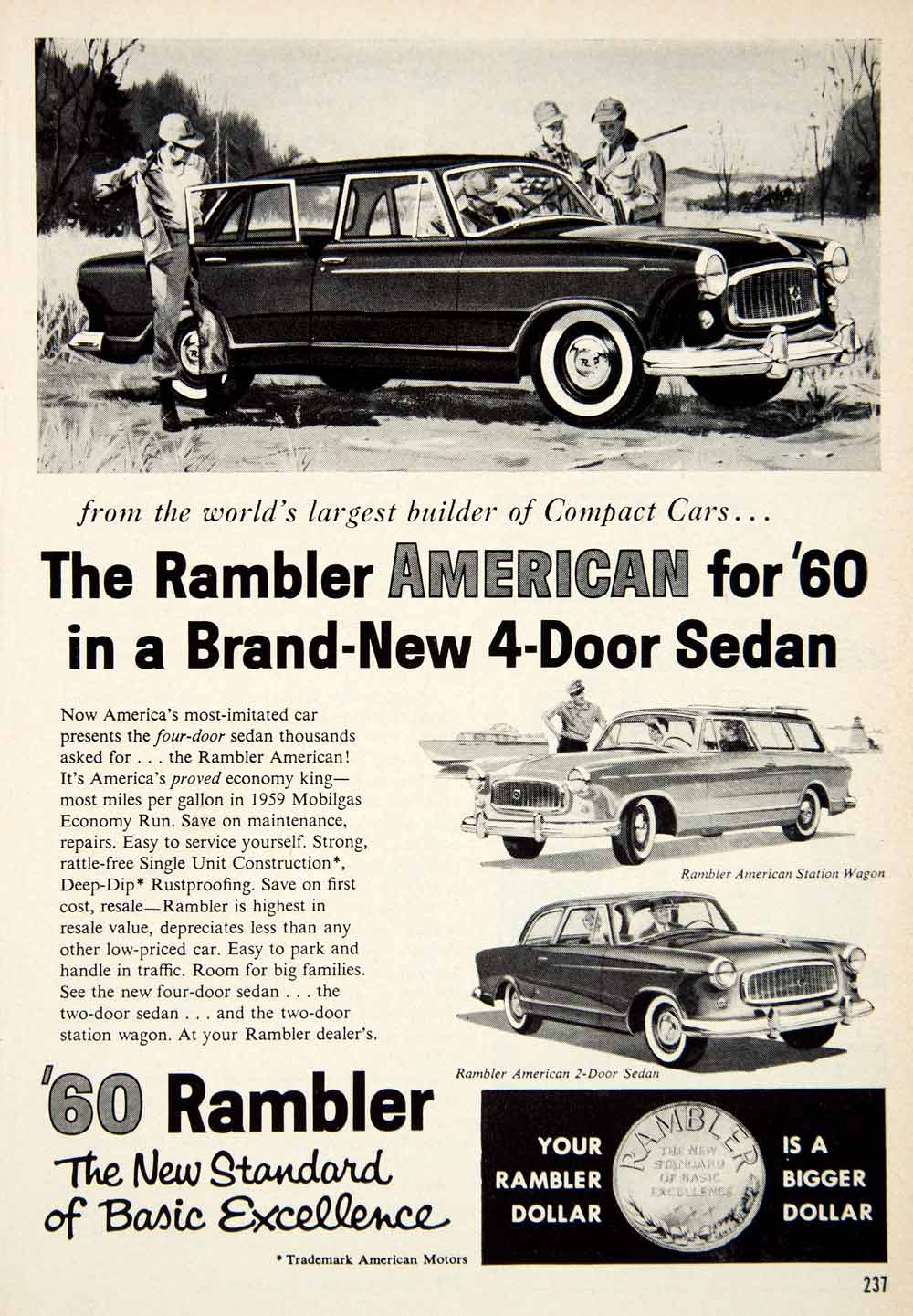 1959 Ad 1960 Rambler American 4 Door Sedan Classic Car Automobile Station PSC3