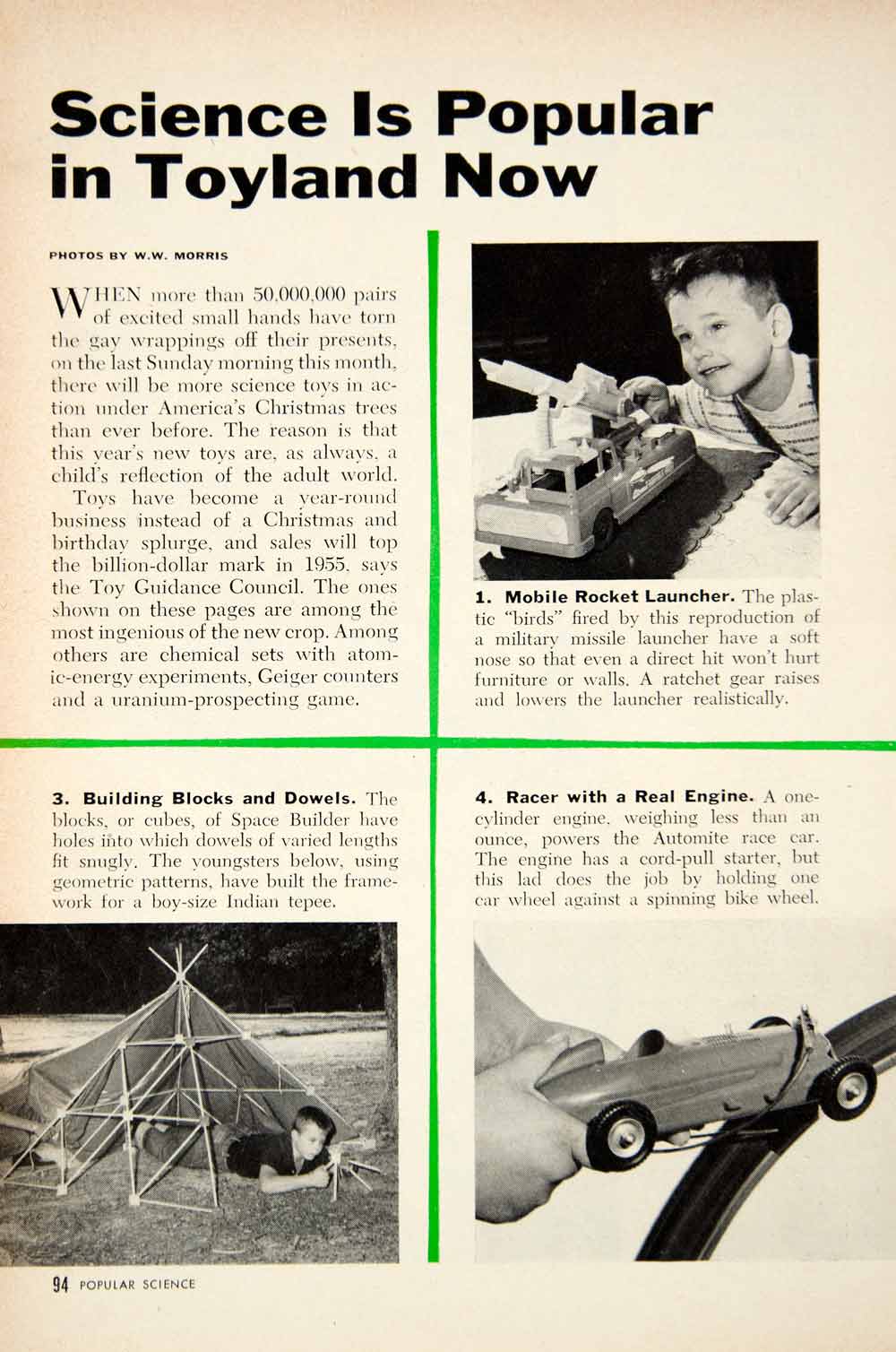 1955 Article Childrens Toys Building Block Race Car Spaceship Airplane PSC3