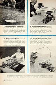 1955 Article Childrens Toys Building Block Race Car Spaceship Airplane PSC3