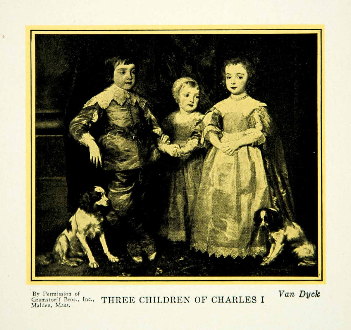 1927 Print Anthony Van Dyck Baroque Art Three Eldest Children Charles ...