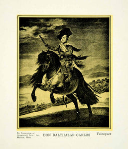1927 Print Diego Velazquez Baroque Art Equestrian Portrait Balthasar PSG1