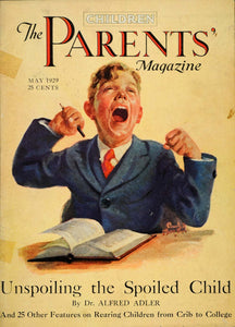 1929 Cover Parents Magazine Schoolboy Yawn Paul Martin - ORIGINAL PTS1