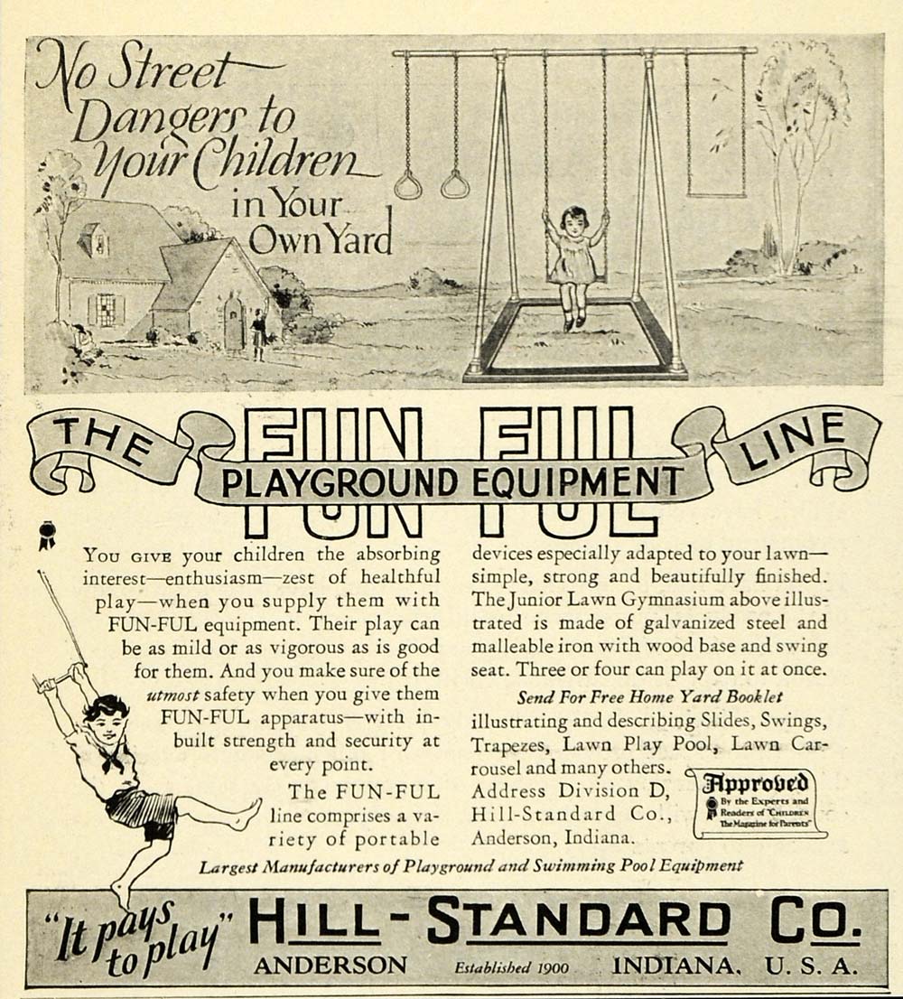 1929 Ad Hill Standard Playground Equipment Swing Set ORIGINAL ADVERT
