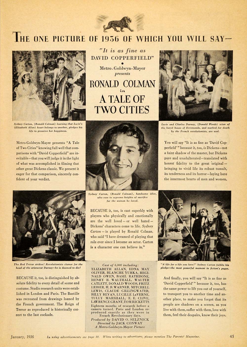 1936 Movie Ad A Tale of Two Cities Ronald Coleman MGM - ORIGINAL PTS1