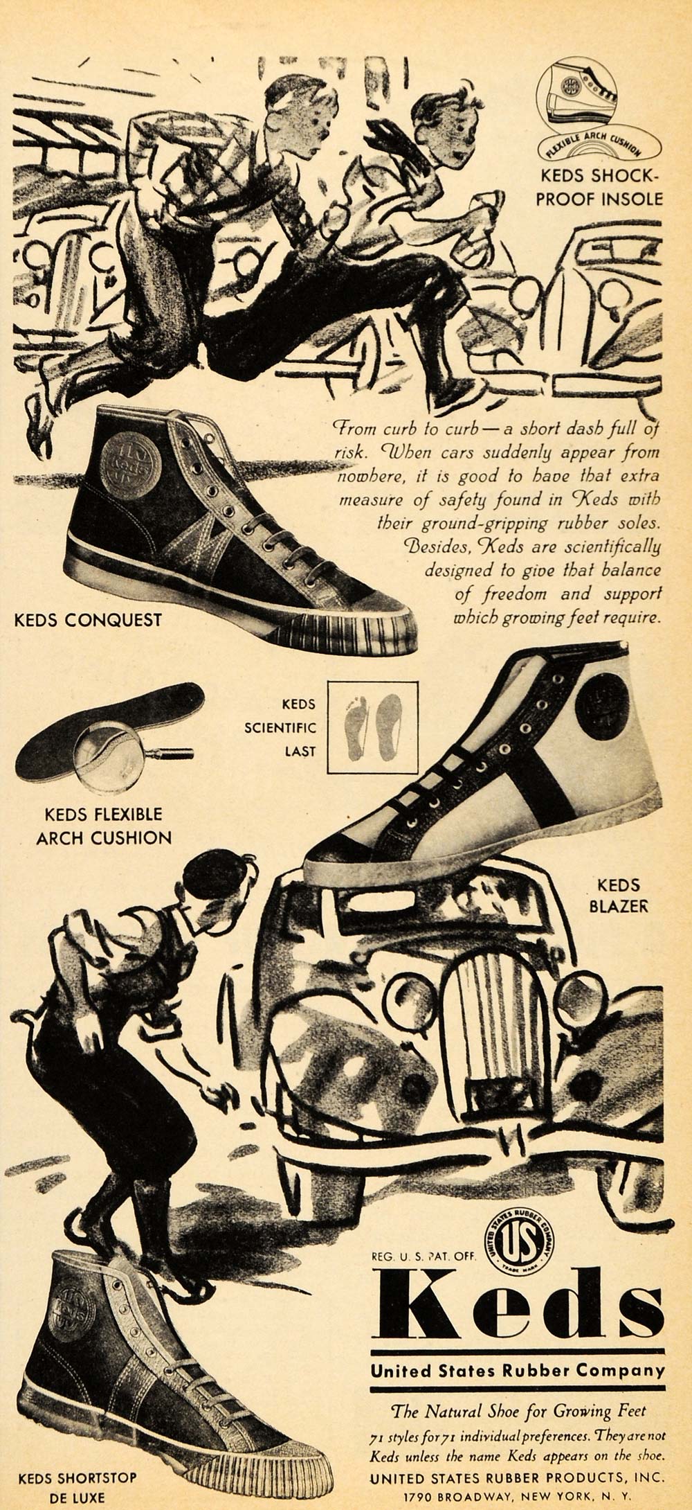 1936 Vintage Ad Keds Shoes Sneakers Conquest Shortstop - ORIGINAL PTS1