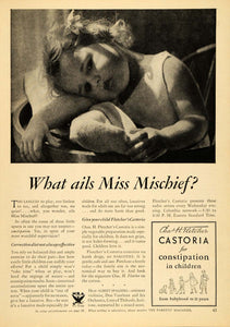 1933 Ad Fletcher's Castoria Constipation Laxative Child - ORIGINAL PTS1
