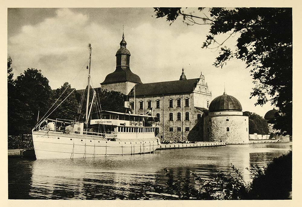 1935 Gota Canal Vadstena Castle Sweden Architecture - ORIGINAL PHOTOGRAVURE PTW1