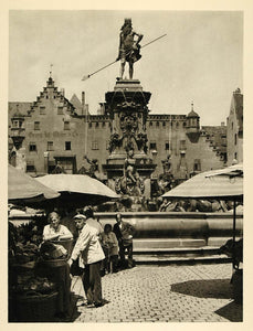 1935 Nuremberg Germany Market Neptune Fountain Statue - ORIGINAL PTW1