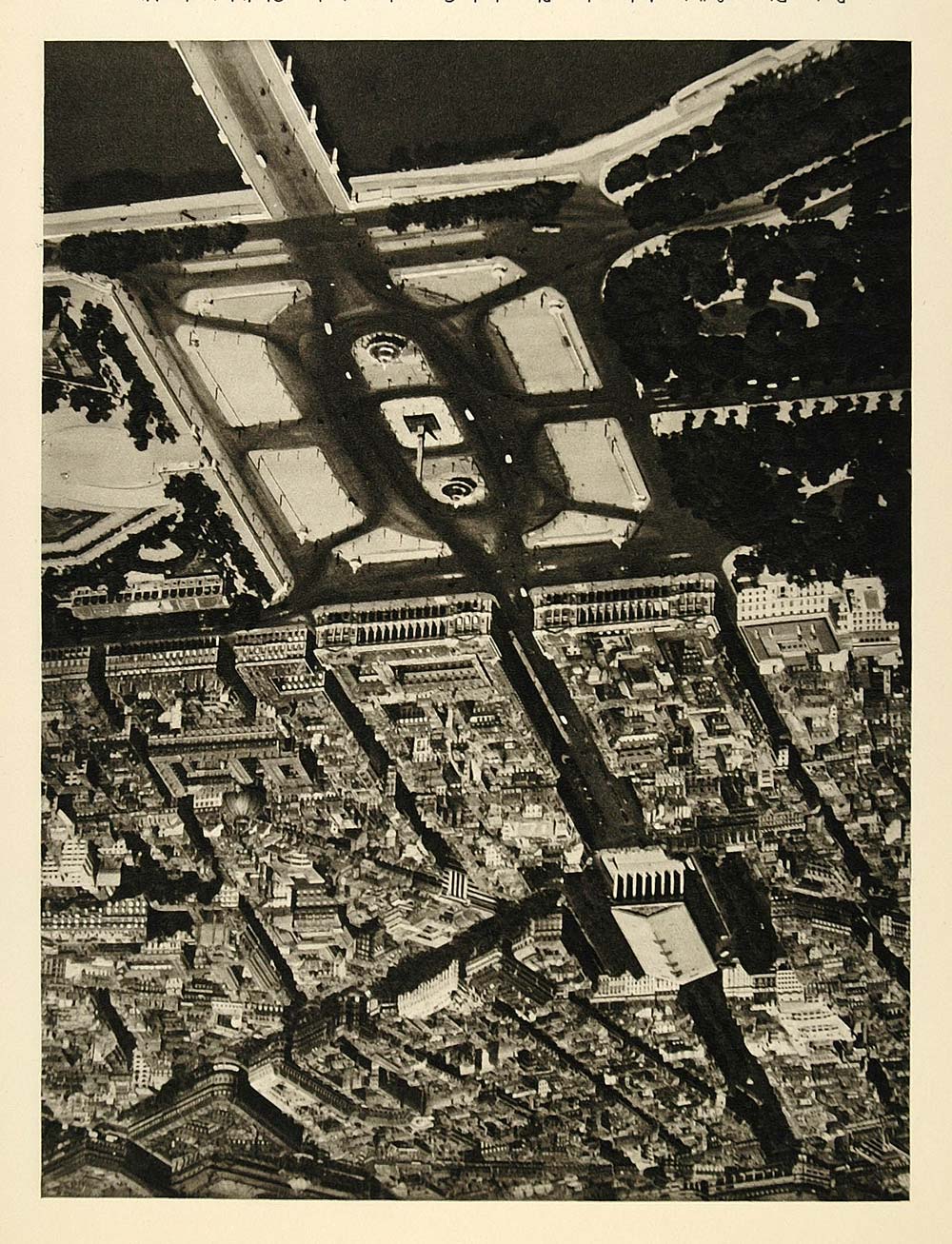 1935 Paris France Place Concorde Bird's Eye View Aerial - ORIGINAL PTW1