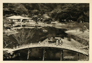 1935 Ritsurin Garden Takamatsu Japan Japanese Bridge - ORIGINAL PTW1