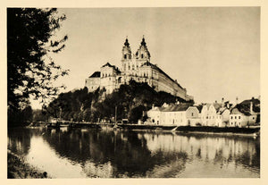 1935 Benediktinerstift Melk Abbey Danube River Austria - ORIGINAL PTW2