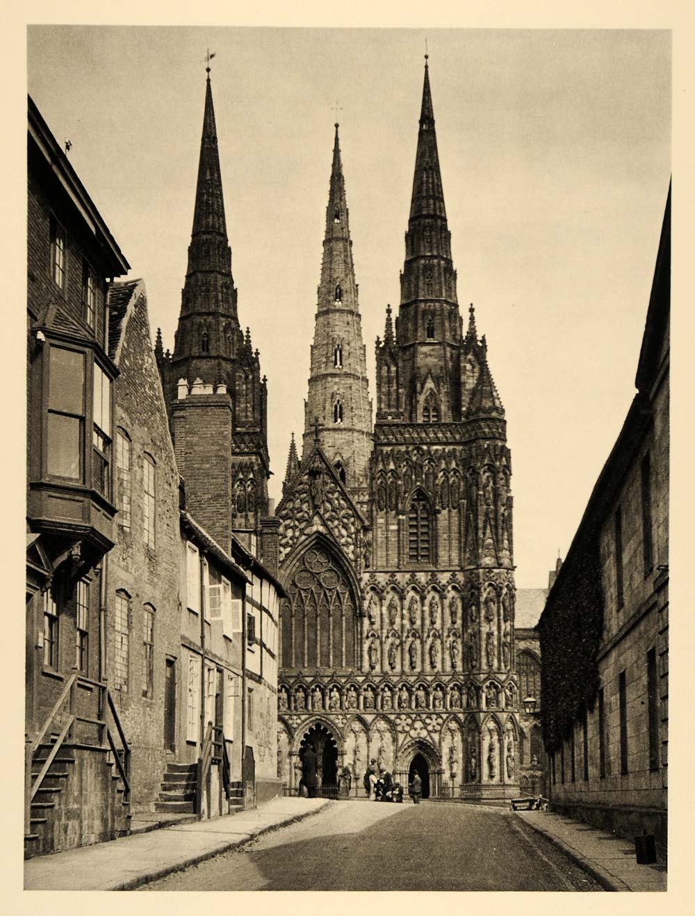 1935 Lichfield Cathedral Spire England Martin Hurlimann - ORIGINAL PTW2
