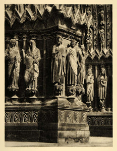 1935 Statues West Side Reims Cathedral Martin Hurlimann - ORIGINAL PTW2