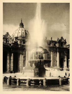 1935 St. Peter's Square Piazza San Pietro Fountain Rome - ORIGINAL PTW2