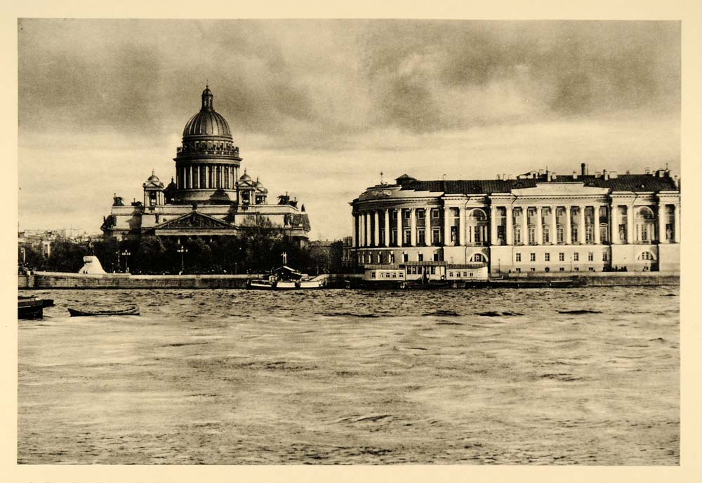 1935 Saint Petersburg Russia St. Isaac's Cathedral Neva - ORIGINAL PTW – Period Paper Historic Art LLC